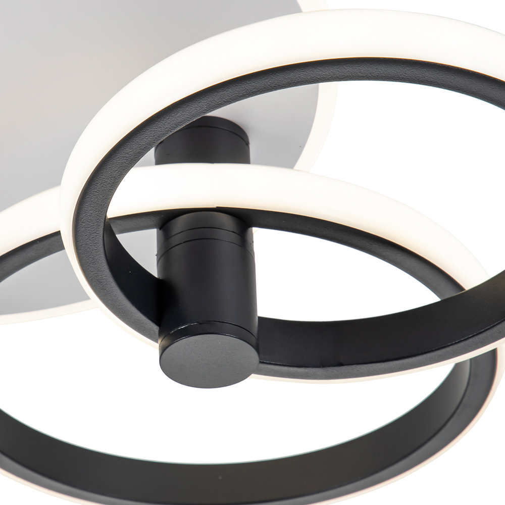 Светодиодный светильник 33+23Вт, 3742Лм, 3000К-6500К, Ra>80, ИК-пульт, плавная регулировка мощности, изменение цветовой температуры, ночник, металл/акрил, белый/черный