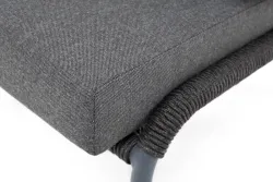 "Милан" кресло плетеное из роупа, каркас алюминий темно-серый (RAL7024) муар, роуп темно-серый круглый, ткань темно-серая 027