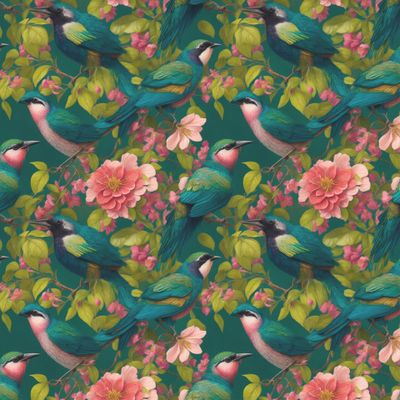 Фантастические птицы в цветах