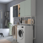 Комбинация для ванной - IKEA ENHET,  180x43x204 см, белый/серо-зеленый, ЭНХЕТ ИКЕА