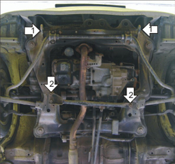 Усиленная защита Motodor картера двигателя, кпп. 2 мм, сталь. для Daihatsu Sirion 1998-2005 арт.04301