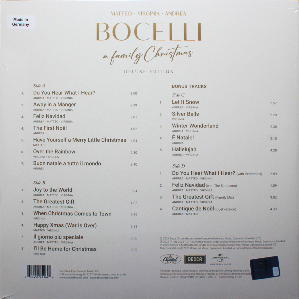 Andrea Bocelli, Matteo Bocelli, Virginia Bocelli / A Family Christmas (Deluxe Edition)(2LP)