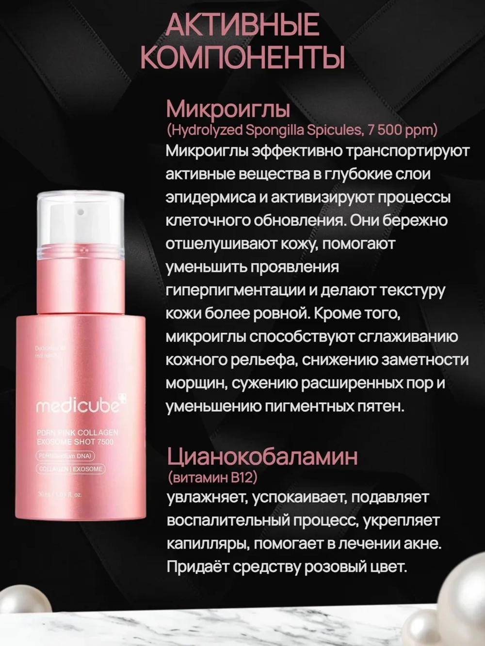 Интенсивная омолаживающая ампула с микроиглами medicube PDRN Pink Collagen Exosome Shot Serum 7500, 30 мл.