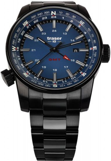 Швейцарские тактические часы Traser P68 Pathfinder Gmt Blue 109524