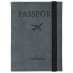 Обложка для паспорта с карманами и резинкой мягкая экокожа "PASSPORT" серая BRAUBERG (3 штуки в упаковке)