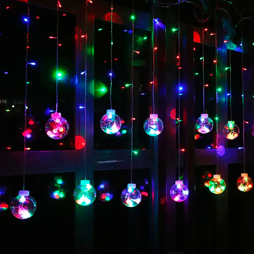 Светодиодная гирлянда "Лампочки разноцветные" 108 LED, 12 фигур, 8 режимов, IP 14, 1*3,5 м. 1 шт.