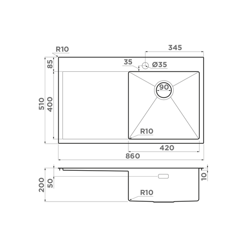 кухонная мойка Omoikiri Akisame 86-R-IN нерж. сталь/нержавеющая сталь