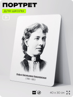 Портрет для школы в кабинет математики "Софья Васильевна Ковалевская", стенд школьный для класса, деятели науки для оформления классного уголка, 40х30 см, Silver Plane x Айдентика Технолоджи