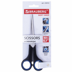 Ножницы BRAUBERG "Soft Grip" 165 мм черно-синие резиновые вставки 3-х сторонняя заточка (8 штук в упаковке)