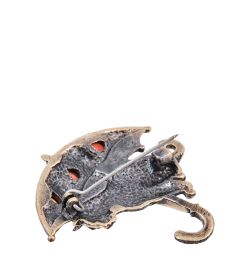 AM- 500 Брошь «Кошка Дождик» (латунь, янтарь)