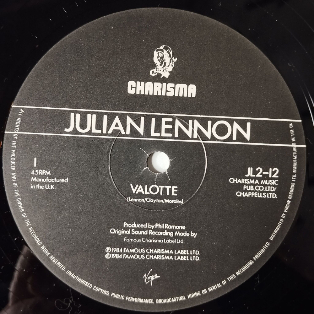 Винтажная виниловая пластинка LP Julian Lennon Valotte (UK 1984) 45 RPM Maxi Single