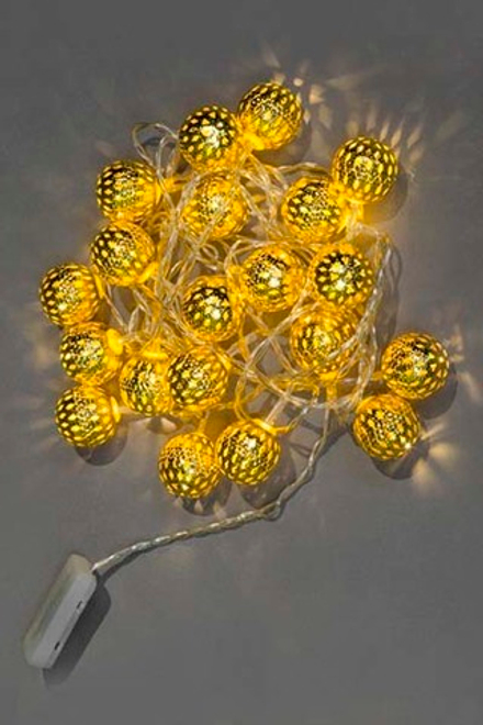 Эл.гирлянда YS-176 "Золотые металл. шарики" LED