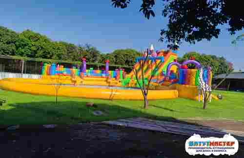 Надувной аквапарк с бассейном и горками «Сладкая страна», 25×25×10 м