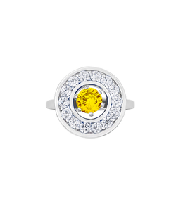 Кольцо из серебра со вставками из жёлтого и бесцветных фианитов