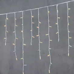 Светодиодная бахрома с колпачком 3,2*0,9 м., 168 экстра теплых белых LED ламп, мерцание, каучуковый белый провод, LTC (LL168BLW-8-2EWW)
