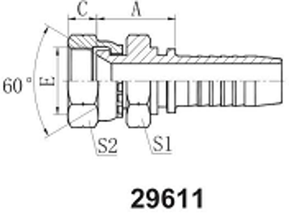Фитинг DN 06 JIS BSP 1/4 (2 шестигранника)