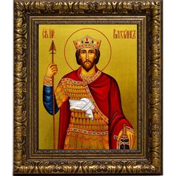 Вахтанг Горгасали святой благоверный царь. Икона на холсте.