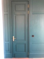 Межкомнатная дверь в стиле модерн с фурнитурой золотого оттенка