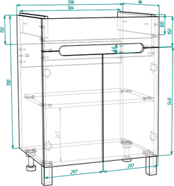 Тумба под раковину без столешницы DIWO Коломна 60 напольная, глянцевая белая