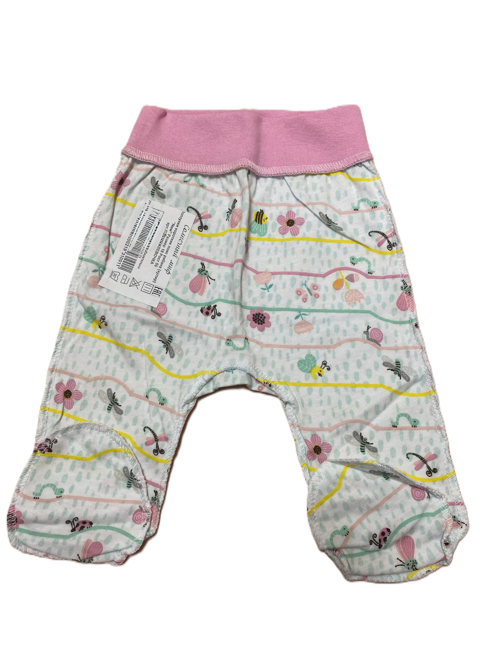 Ползунки пояс рибана из кулирки (100% хлопок) швы наружу на рост 56см