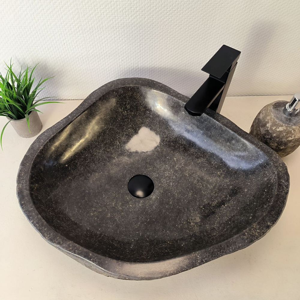 Раковина из речного камня RS-66035 60х50х14 из натурального камня