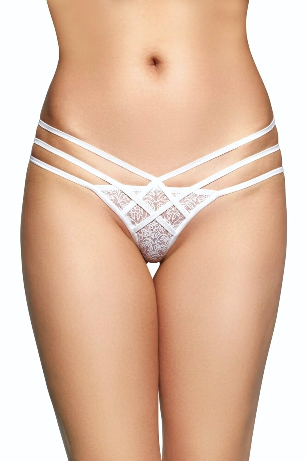 Стринги с геометрическим узором белые M/L