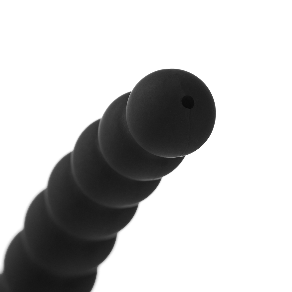 Насадка для анального душа, бусины, софт-силикон, 1 струя, 13.5×3.5 см, черный