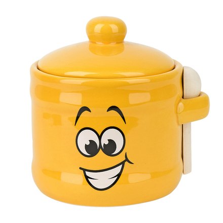 Банка для сыпучих продуктов + ложка "Smile" d=10см. h=11см. v=450мл. (керамика)