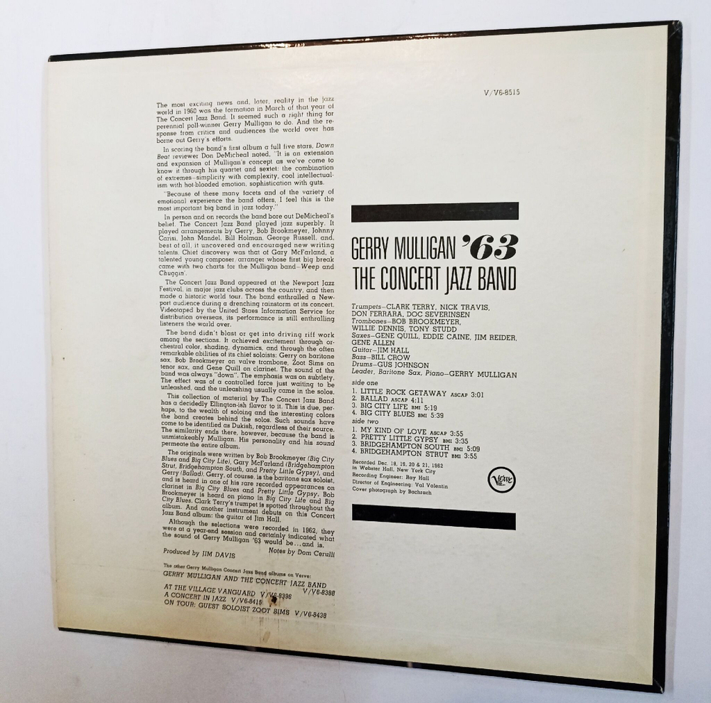 Винтажная виниловая пластинка LP The Concert Jazz Band Gerry Mulligan '63 (USA 1963)