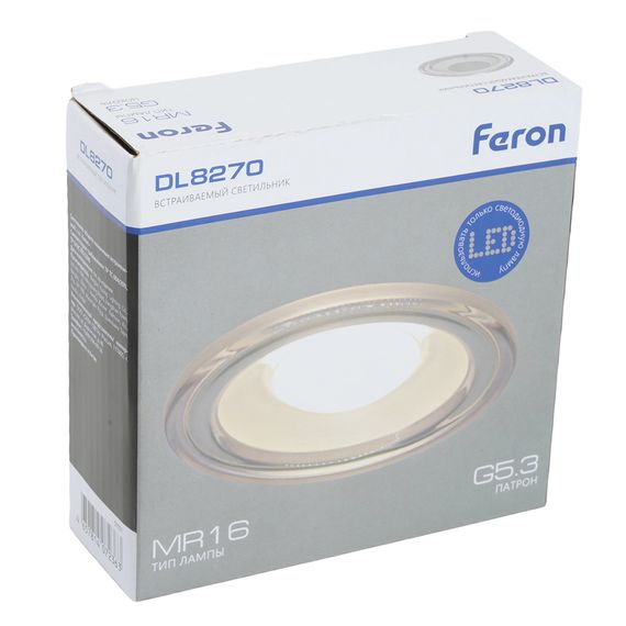 Светильник встраиваемый Feron DL8270 потолочный MR16 G5.3 прозрачный, белый 51151