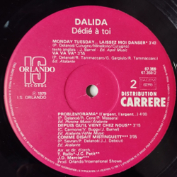 Винтажная виниловая пластинка LP Dalida Dedie A Toi, Monday Tuesday (France 1979) Helwa Ya Baladi