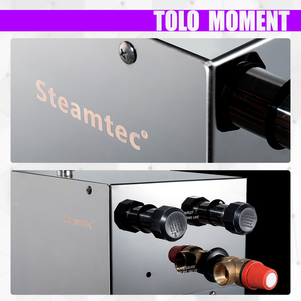 Steamtec TOLO MOMENT 120 - 12 кВт парогенераторы для хамама и турецкой бани / Серия PLATINUM со встроенной музыкой, пультом на 9-ти языках и возможностью монтажа без термодатчиков