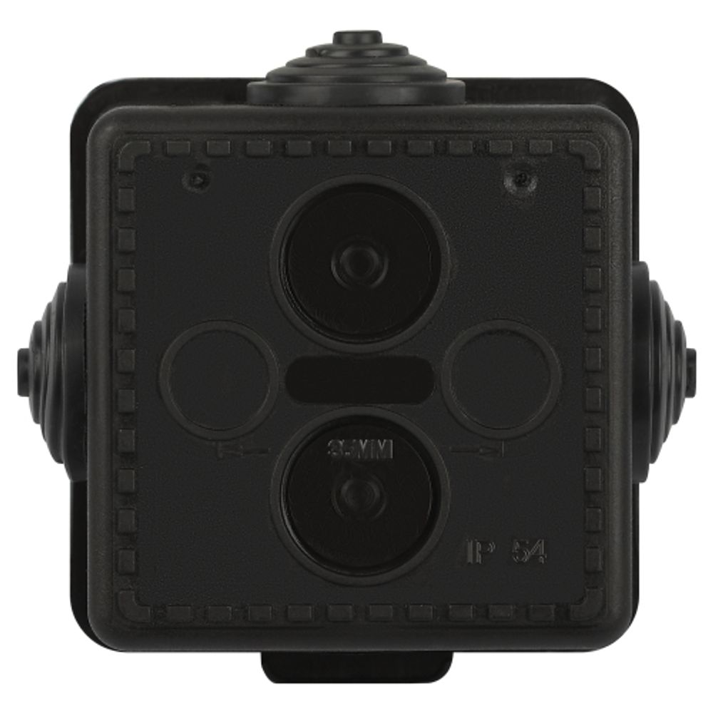 Распаячная коробка ЭРА KOR-65-65-50-4g-B открытой установки черная 65х65х50мм с гермовводами 4 вх. IP54