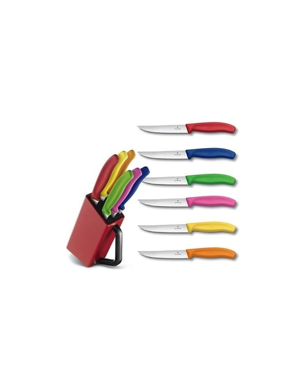 Набор из 6 цветных ножей для стейка в подставке / fibrox / Victorinox