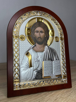 Спаситель, икона арочная, красное дерево 206х275