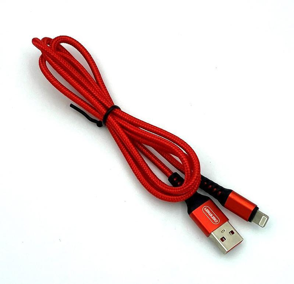 Кабель DENMEN D02L USB-Lightning 2.4A 1м Nylon Red