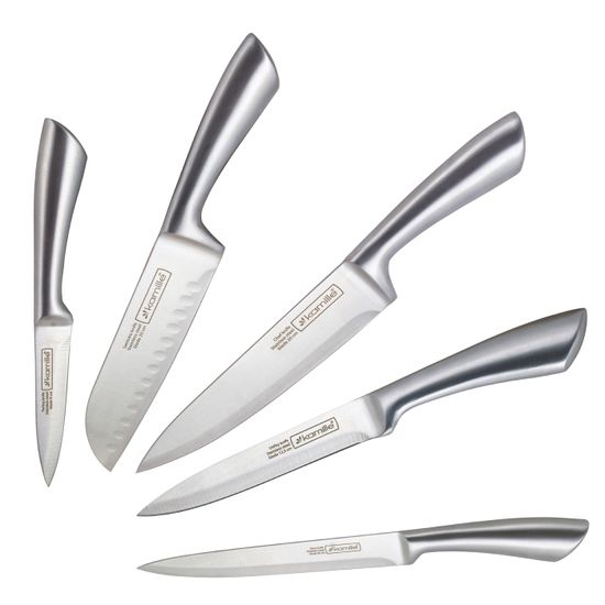 Набор ножей 6 предметов из нержавеющей стали Kamille KM-5130 на деревянной подставке