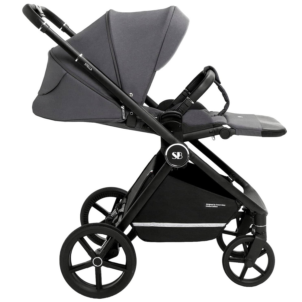 Коляска 4 в 1 Sweet Baby Stella + автокресло Elegante Plus с базой i-Size ISOFIX DK780 Dark Grey