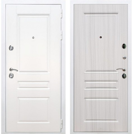 Входная металлическая белая дверь RеX (РЕКС) Премиум H белая ФЛ-243 силк сноу / ФЛ-243 сандал белый