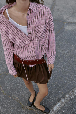 ZARA РУБАШКА В КЛЕТКУ, РОЗОВЫЙ/БЕЛЫЙ