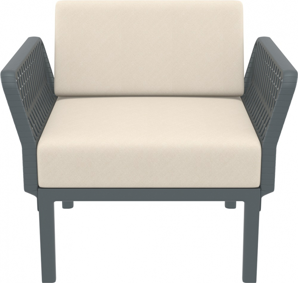 Кресло пластиковое с подушками Siesta Contract Portofino Lounge, темно-серый, бежевый