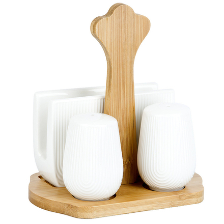 Набор на бамбуковой подставке: салфетница, набор для специй 2пр " " 15,5х11х17см