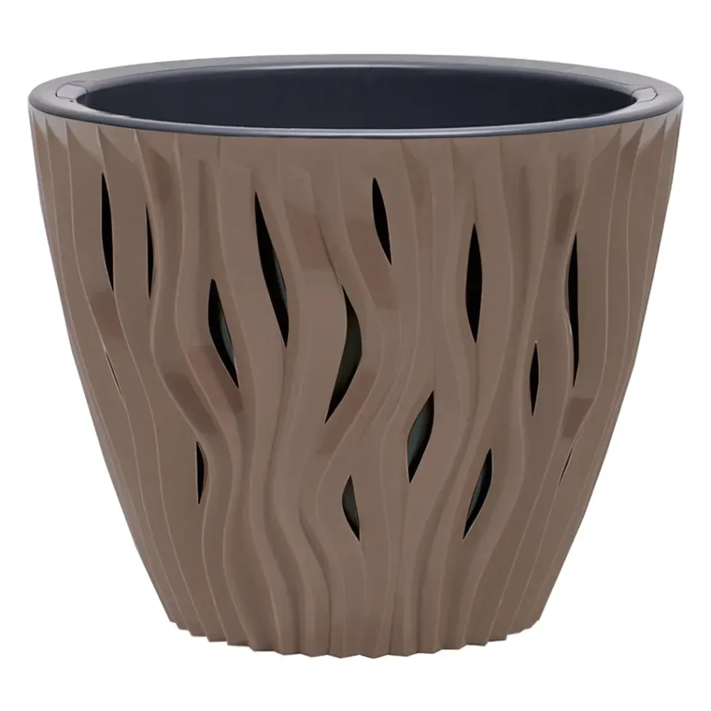 Кашпо для цветов пластиковое 4,5л d-21,5 см «Вдохновение» Мокачино