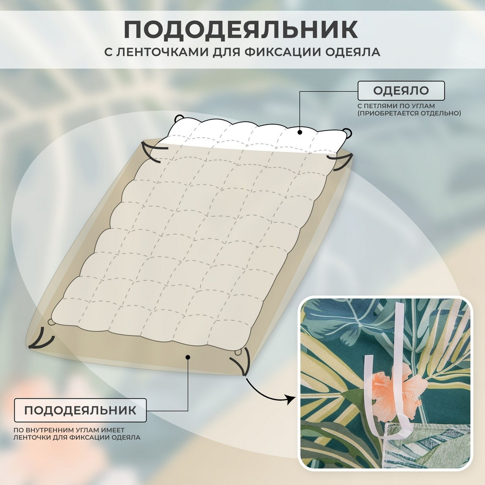 Комплект постельного белья Люкс Сатин 100% хлопок на резинке AR372, Евро, наволочки 50x70;70x70