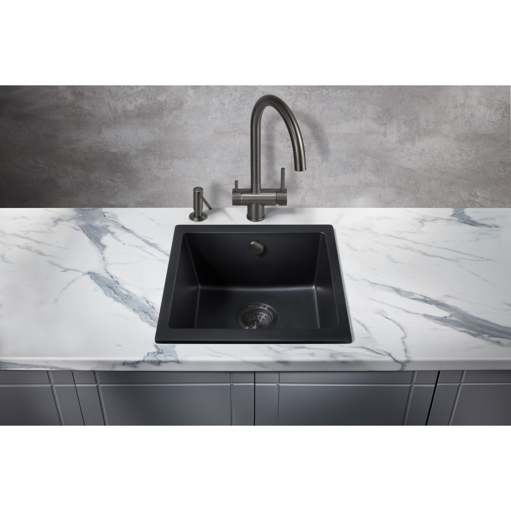 Мойка для кухни MILACIO Leon 45 Cuarzo MC.77091, черный матовый
