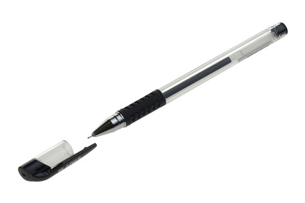 Ручка гелевая Basic Needle GP-679 STAFF черная 0.5мм с резиновым упором корпус прозрачный пластиковый