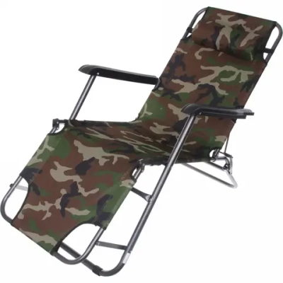 Шезлонг (раскладушка) 153*60*79см «Хаки» с подголовником, 2 положения ДоброСад