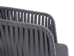 "Бордо" стул плетеный из роупа, каркас алюминий белый шагрень, роуп серый 15мм, ткань серая