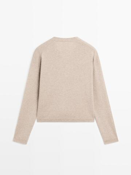 Massimo Dutti Кардиган из смесовой шерсти с V-образным вырезом, норка