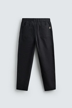 ZARA БРЮКИ CARROT FIT С ЭФФЕКТОМ ПОТЕРТОСТИ, ЧЕРНЫЙ